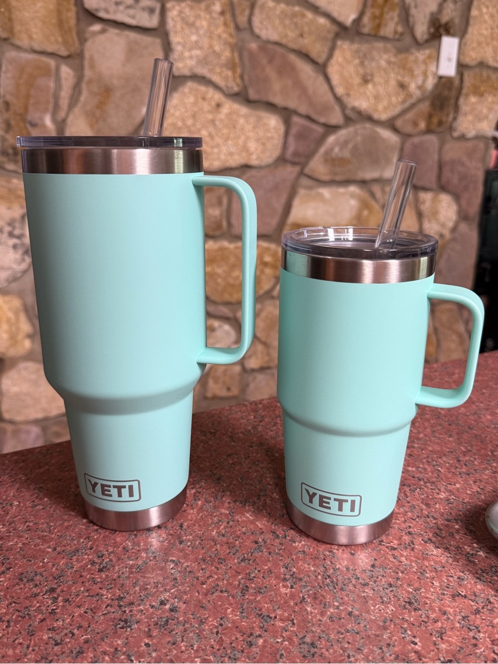 Yeti tumblers light blue teal